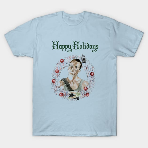 Die Hard John McClane Wreath T-Shirt by Beau Berkley Art